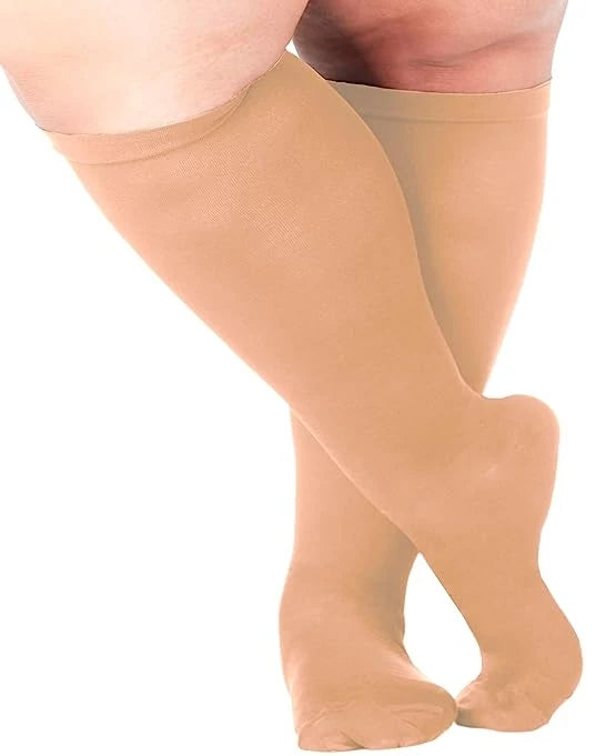2XL-7XL Plus Size Compression Socks Solid Color Women Men Sports Running Yoga Extra Size Fat Sock for Sports Fitness Weight Loss
